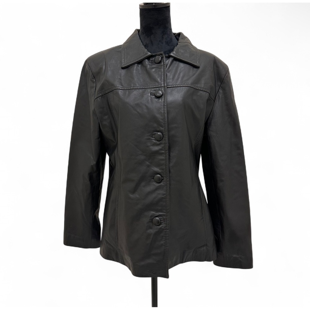 Cardon Cosas Nuestras Black Button Up‎ leather Jacket Cuero de Vaca Large MG